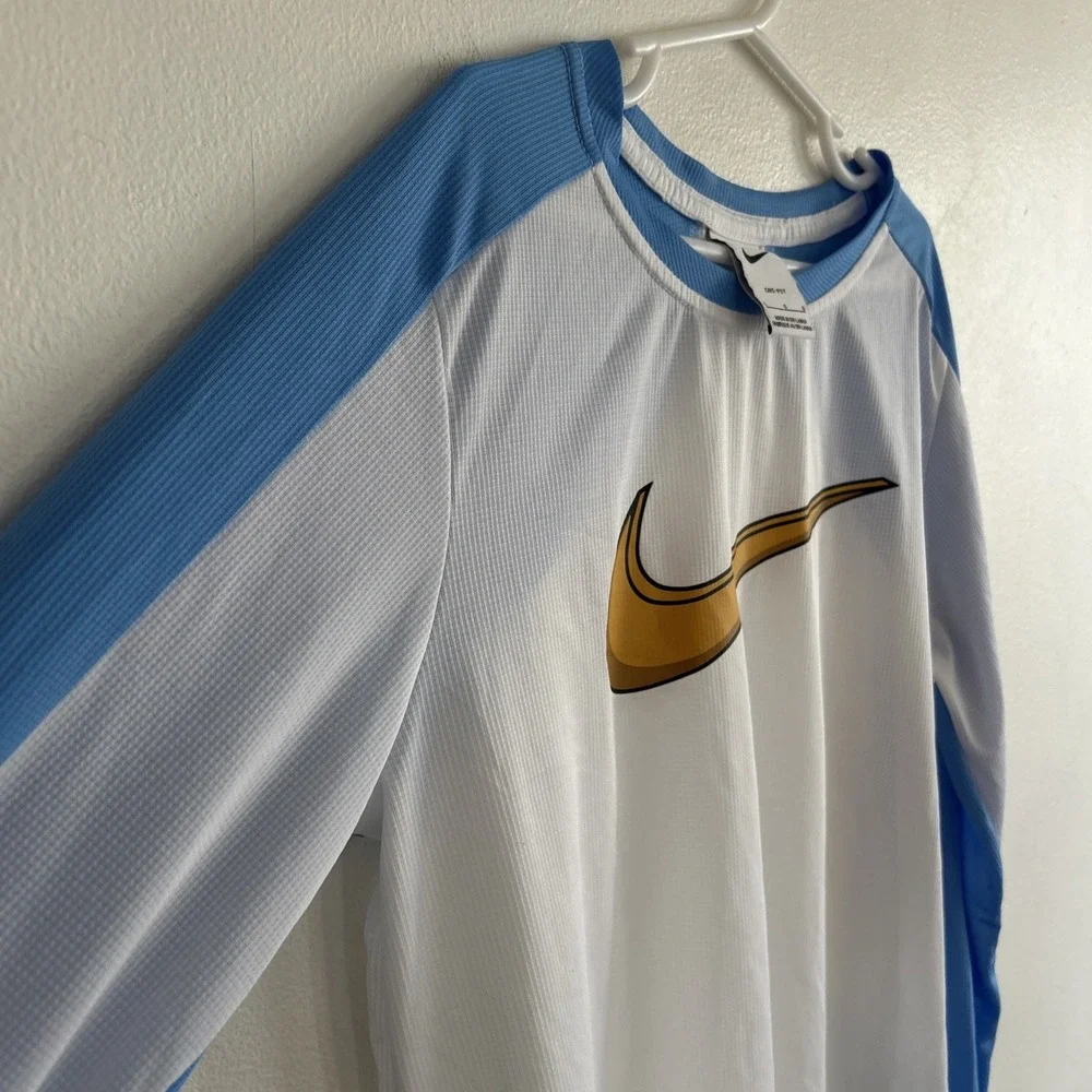 Nike Dri-Fit Long Sleeve Jersey Shirt Blue White Yellow Boy's Size Large‎